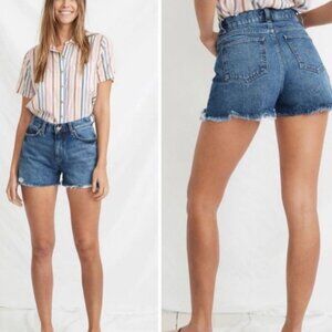 Marine Layer Women's Size 26 Sasha Denim Shorts Classic Frayed Hem 100% Cotton